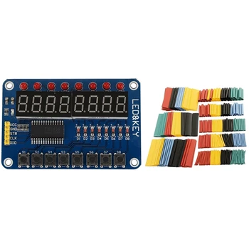 

8-Bit Digital LED Tube 8-Bit TM1638 Key Display Module with 328Pcs Cable Heat Shrink Tubing Sleeve Wire Wrap Tube 2:1