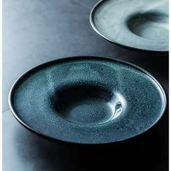 

8 Inch Japanese Ceramic Western Food Pasta Straw Hat Plate Modern Simple Home Salad Noodle Soup Dessert Plate Kitchen Tableware