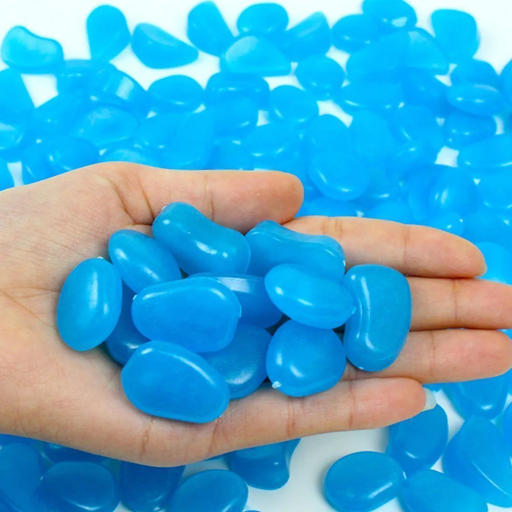 100pcs Fluorescent Pebble Stone Aquarium Ornament Glow In The Dark Luminous Sea Fish Tank Decor | Дом и сад