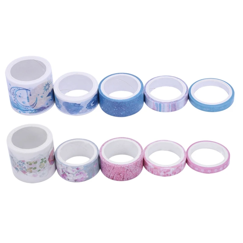 20 Pcs Cute Masking Washi Tape Set Stationery Kawaii Scrapbooking Supplies Sticker, 10 Pcs Cherry Blossoms& 10 Pcs Star