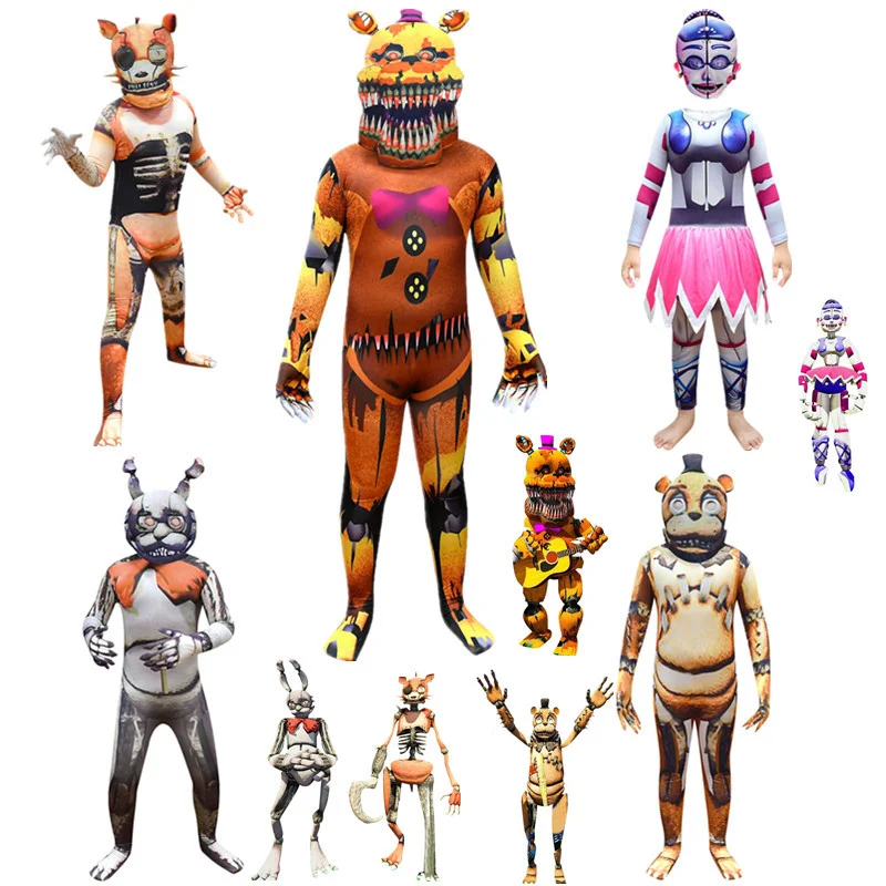 kids Five Nights Freddyed Costume Party Cosplay Costumes Mask Fancy  Nightmare Bonnie the Rabbit Anime Halloween Costume For Kids - AliExpress