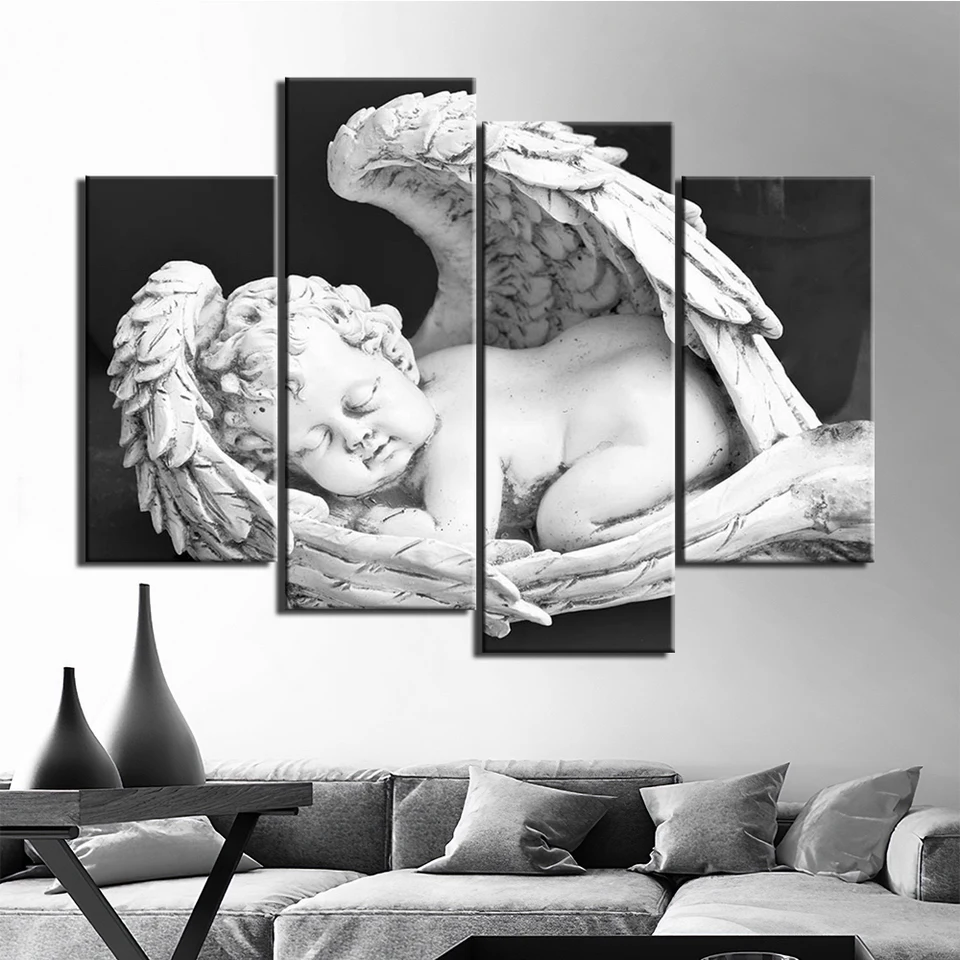 Artistic Print Drawing Art Picture Poster Cupid Sleep Framed Spray Painting Decoration on Canvas Decor for Home Living Room F735 | Дом и сад