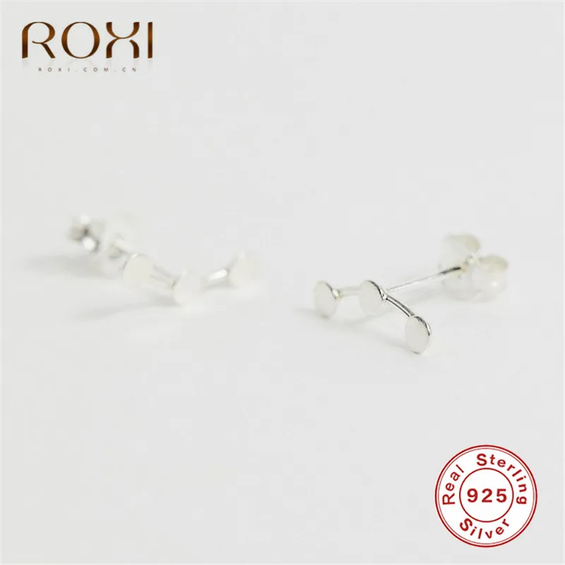 ROXI, настоящее 925 пробы, серебряные серьги, простые, круглые точки, серьги-гвоздики для женщин, Стерлинговое Серебро-ювелирные изделия, Brincos, ушные Альпинисты