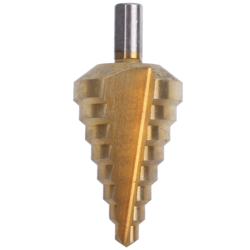 10-45MM 8 Step Titanium Coated HSS Straight flute Step Cone Drill Hole Cutter Bit Gold