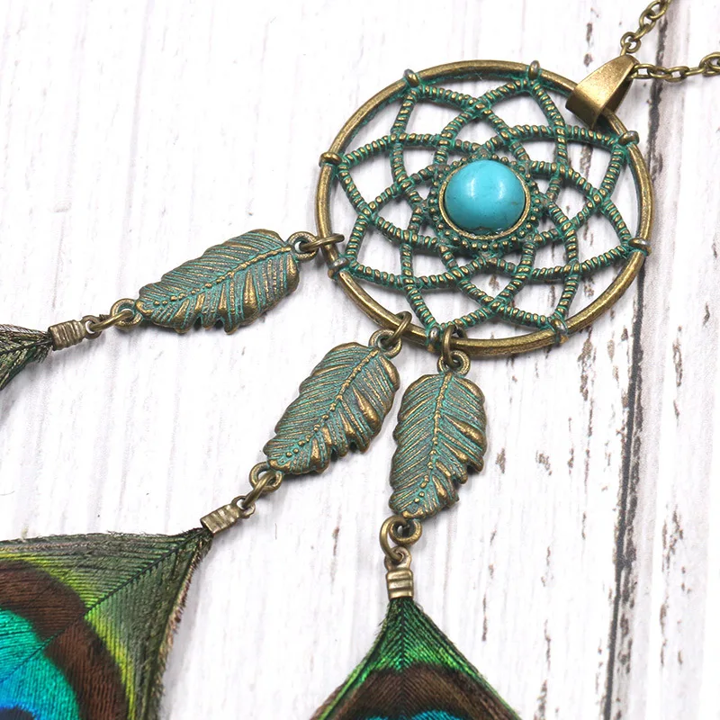 Для женщин богемные этнические длинные цепь кулон ожерелье "Ловец снов" Колье Бохо Костюмы ювелирные изделия аксессуары