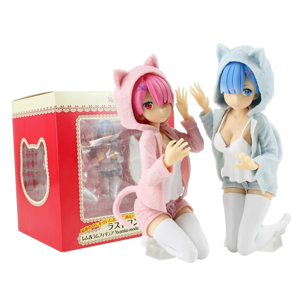 2pcs B with box 13 см 2 шт./компл. аниме Re: Life in a Different World от Zero рам и рем кошачьи ушки Косплей ПВХ фигурка Коллекция Модель игрушки кукла - Цвет: 2pcs B with box