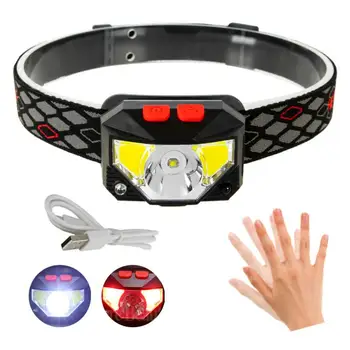 

highlight gesture sensor Headlamp USB Rechargeable LED Headlight Body Motion induction Head Flashlight Camping Torch Light Lamp