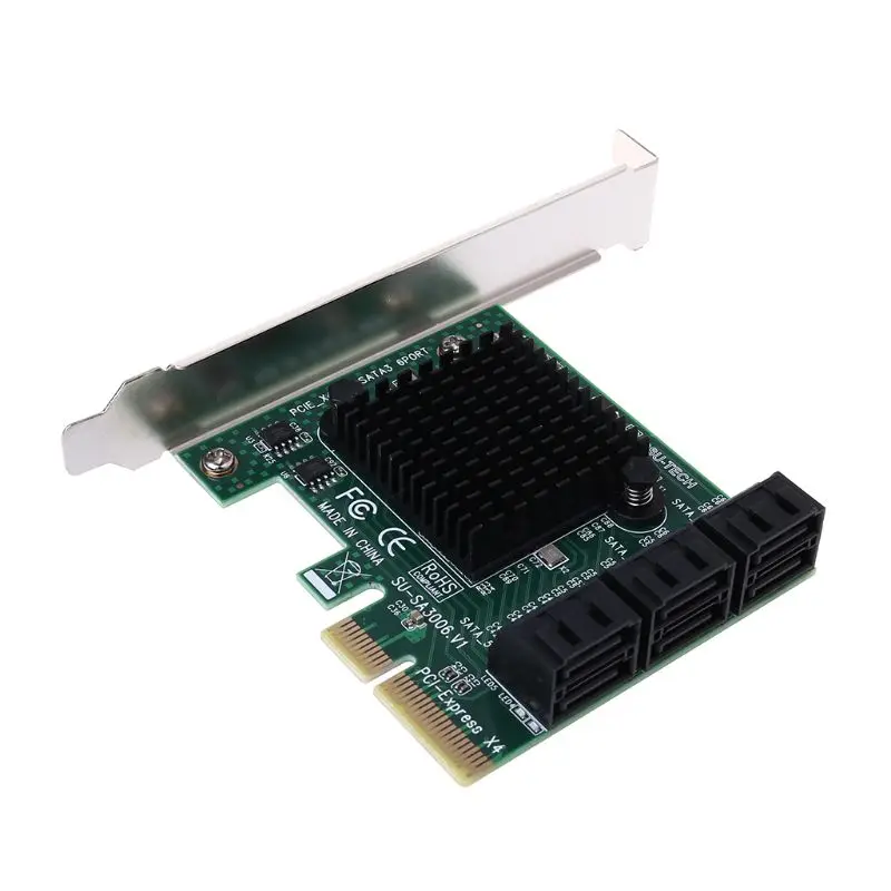 Прямая поставка PCI-e PCI Express для SATA 3,0 III 3 SSD PCIe 6 портов Плата расширения адаптер Raiser низкопрофильный кронштейн