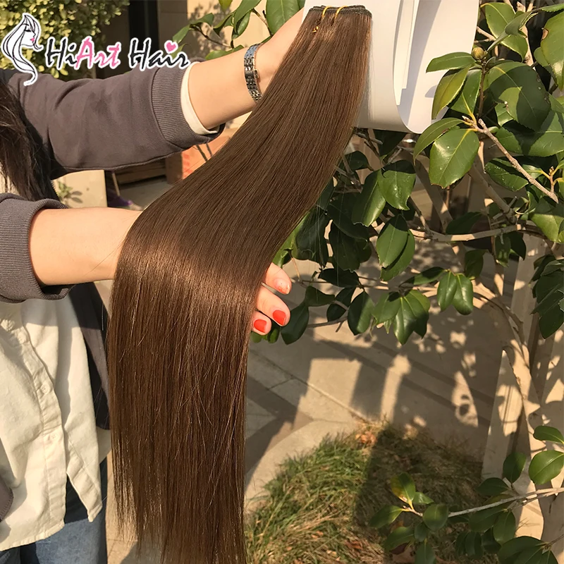 HiArt 80 г пряди для наращивания, человеческие волосы remy для салона, супер двойные пряди для наращивания, прямые пряди для наращивания волос - Цвет: #3