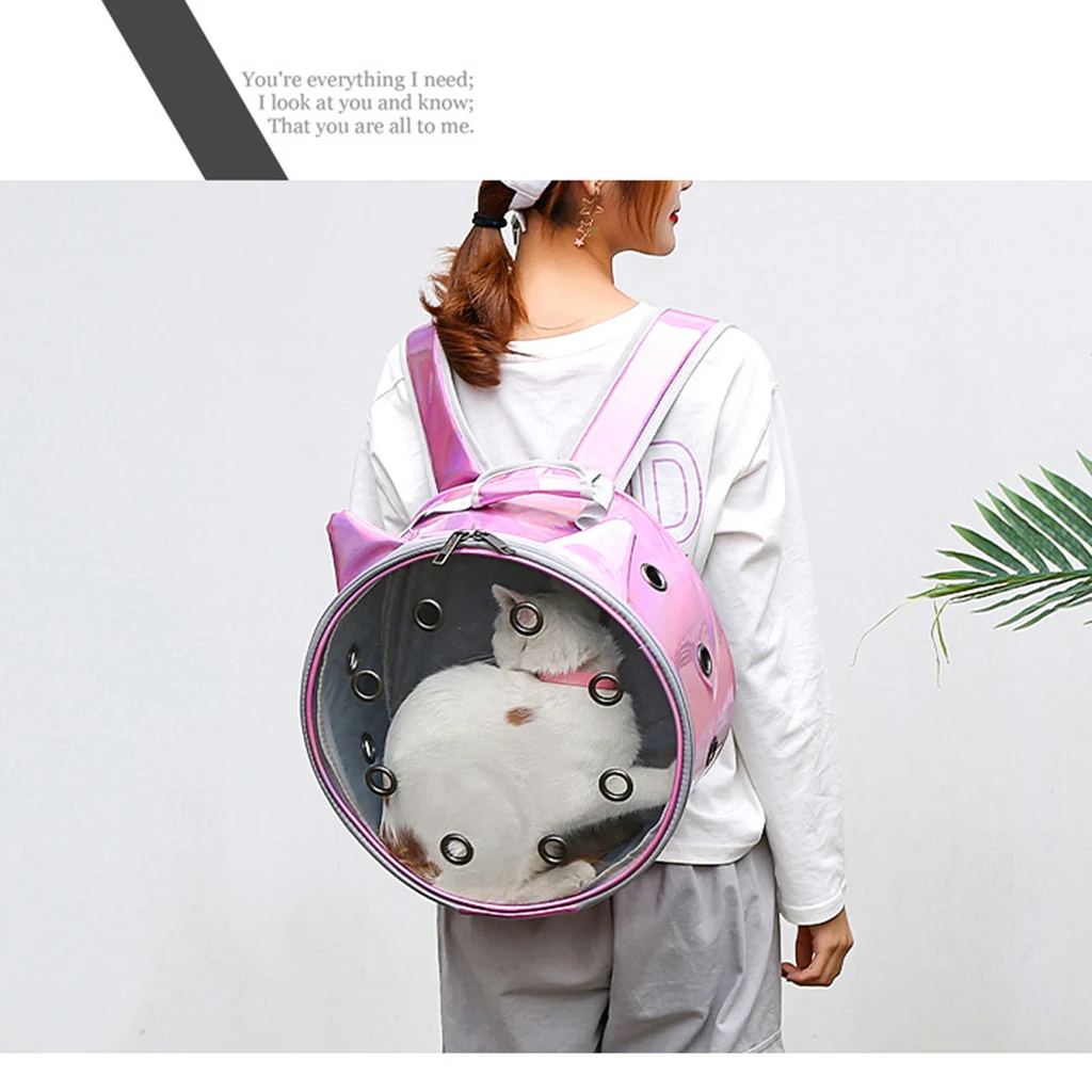 Cute Dog Cat Carrier Backpacks Pu Breathable Pet Out Light Backpack Pet Supplies