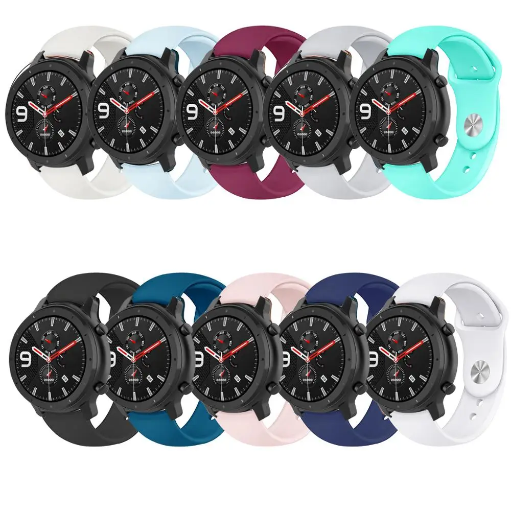 20 мм 22 мм силиконовый ремешок для часов Huami Amazfit GTR GTS samsung Galaxy Watch 42 мм 46 мм Active 2 gear S2 S3 Ремешок Браслет