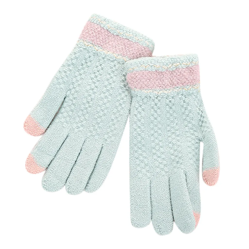 Осенне-зимние женские вязаные перчатки с сенсорным экраном высокого качества, женские плотные теплые шерстяные кашемировые однотонные перчатки, женские митенки