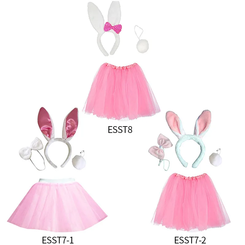 

Easter theme party cute rabbit shape plush rabbit ears buckle yarn skirt bow tie rabbit tail suit Easter decoration воздушные ша