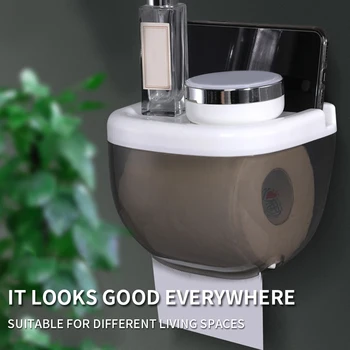 

Wall Mount Toilet Waterproof Toilet Paper Holder Shelf Tissue Box Paper Tray Roll Paper Pipe Storage Box Bathroom Organizer