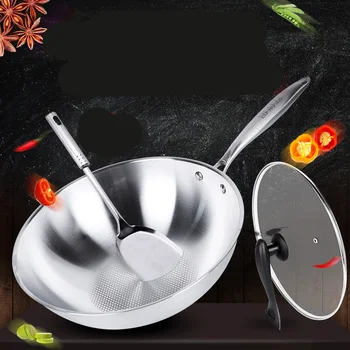 

Stainless Steel Wok Uncoated Non-stick Cooker Household Induction Cooker Special Cooking Pot Gas Stove