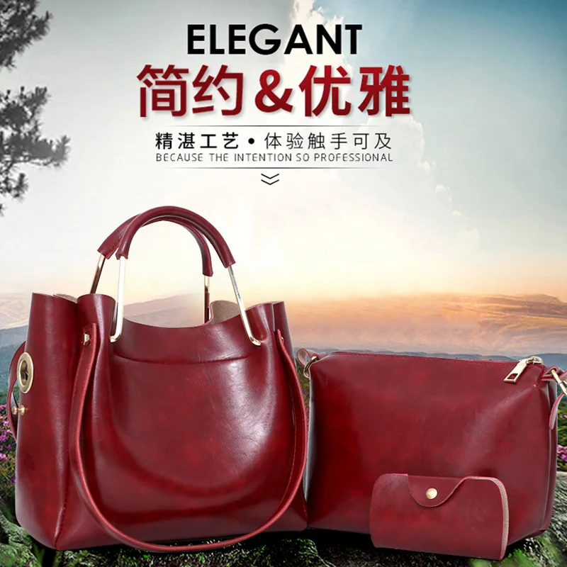 

Special Offer New Style WOMEN'S Bag Oil Skin Tote Bag Europe And America Fashion Simple Women's Large Bag Crossbody Bag WOMEN'S