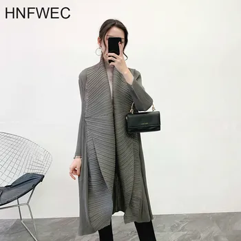 

Solid Color Mid-length Pleated Cardigan Women 2020 New Spring Casual Slim Was Thin Loose Big Size Windbreaker V282