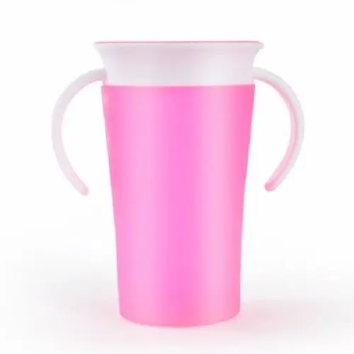 Tasse verre ANTI-FUITE et bord 360° avec poignée - Cup Baby - Rose