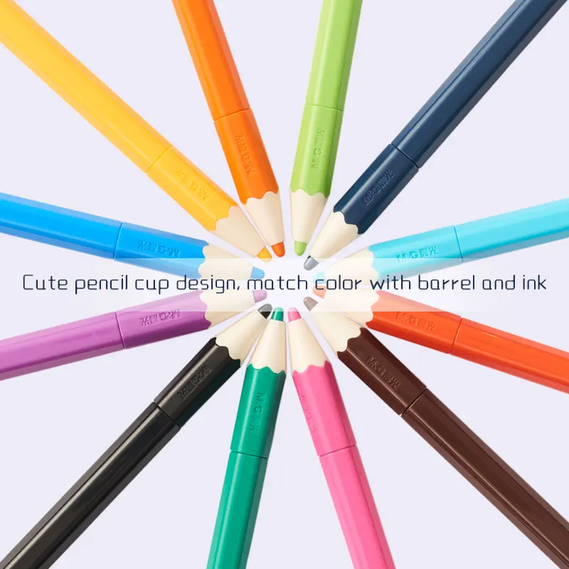 M&G 12 Colors Gel ink Pen 0.35mm Colorful Gel Pen Student Note Marker Pens Notebook Painting Color Pen