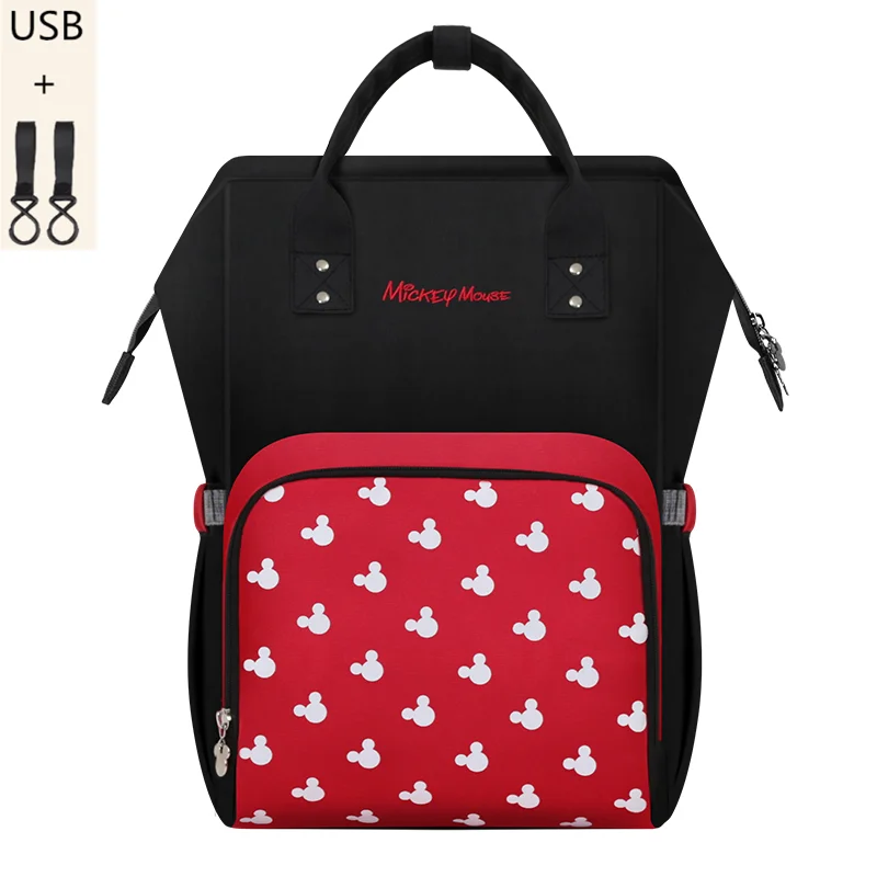 2 Disney Mickey Minnie Diaper Bag Large Capacity USB Heating Backpack Waterproof Outdoor Travel Bags Mummy Handbag - Color: 2