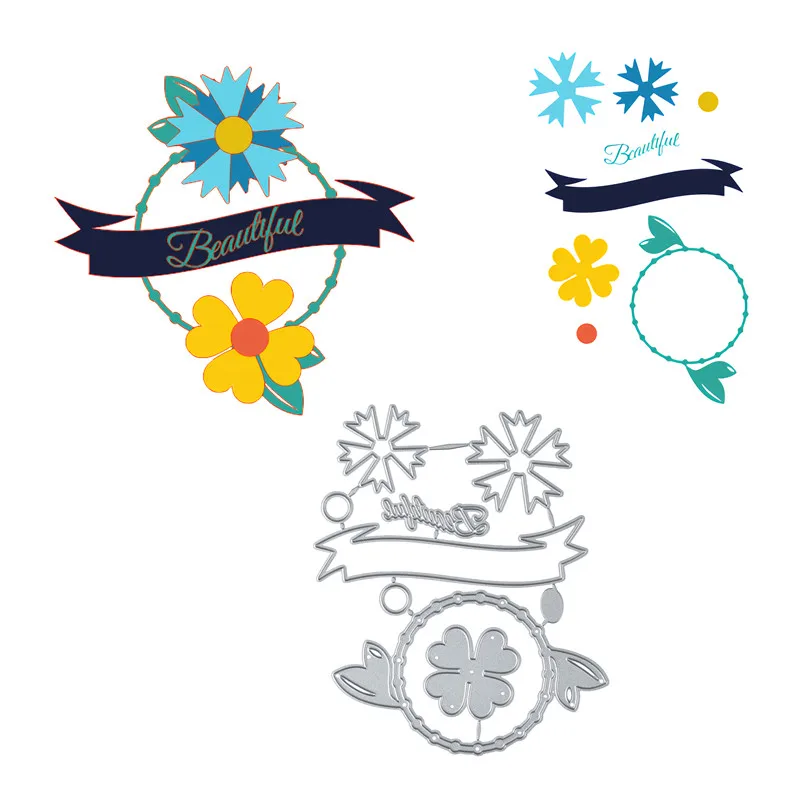 

DiyArts Flower Circle BannerMetal Cutting Dies Lace Egde Scrapbooking Card Making Album Embossing Crafts Paper Stencil Diecuts