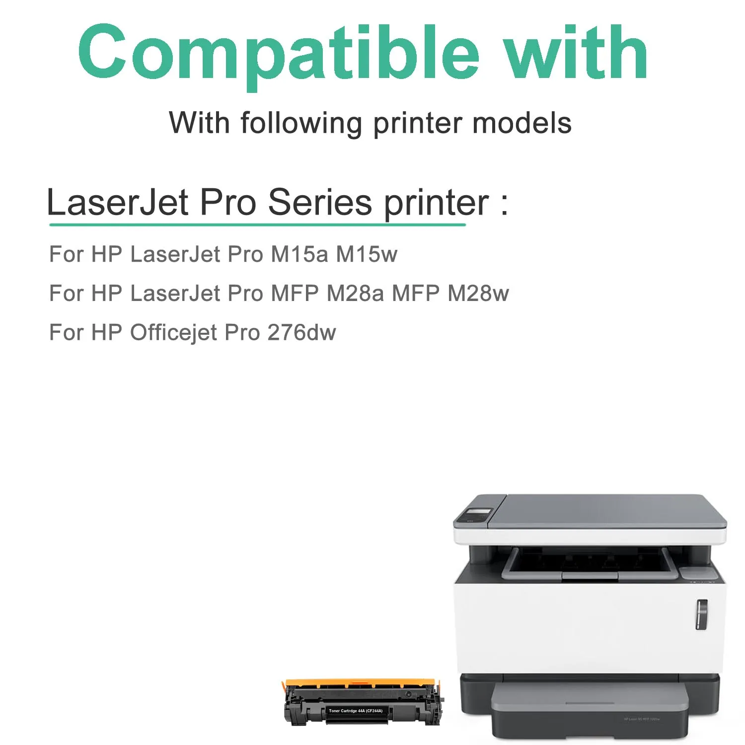 2XCompatible CF244A 44A Toner Cartridge for HP Laserjet Pro M15 M16 M28(with Chip)