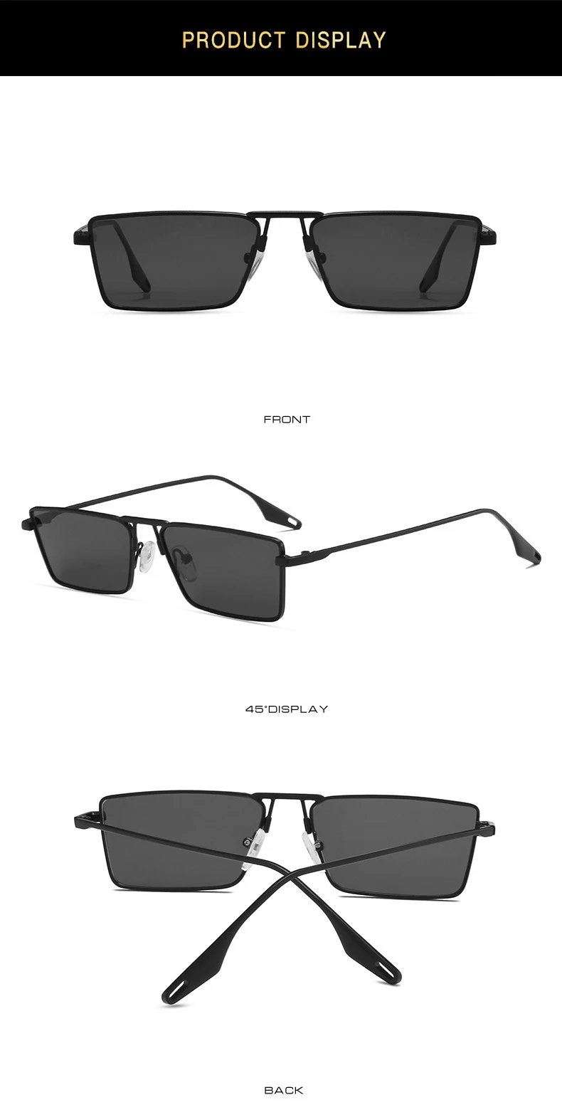 Lunettes de soleil carrées vintage avec verres vert olive_voghion.com