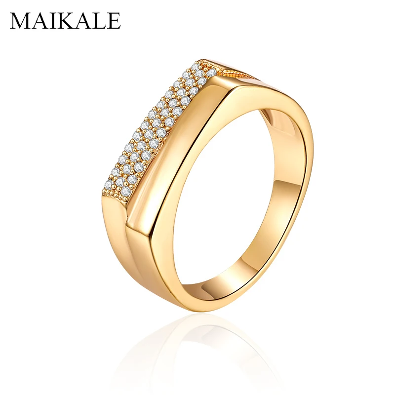 

MAIKALE Simple Gold Silver Color Cubic Zirconia Ring Cute Irregular Round Finger Ring Wedding Band Rings for Women Jewelry Gifts