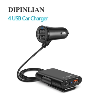 

4 Usb Port Car Charger Universal Car Portable Fast Charger for Car Front & Back Seat Charging Quick Charge 3.0 Extending Adapter