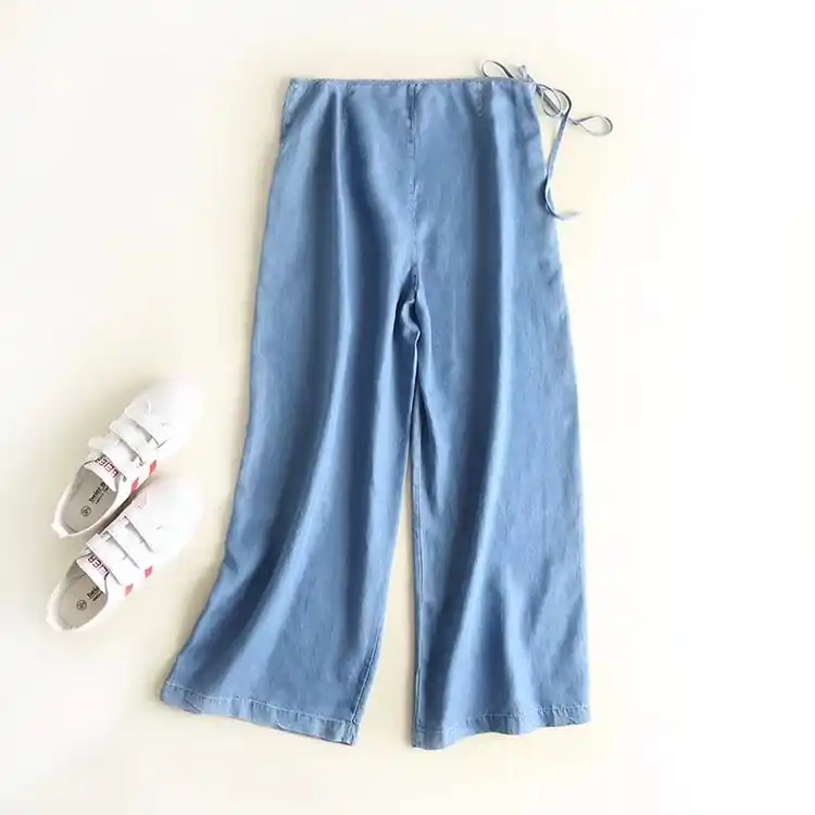 soft denim palazzo pants