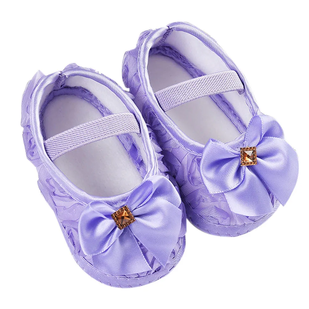 소프트 Anti-Slip 단독 신생아 아기 신발 유아 첫 워커 신발 아이 아기 소녀 로즈 Bowknot 탄성 밴드 신생아 산책 신발