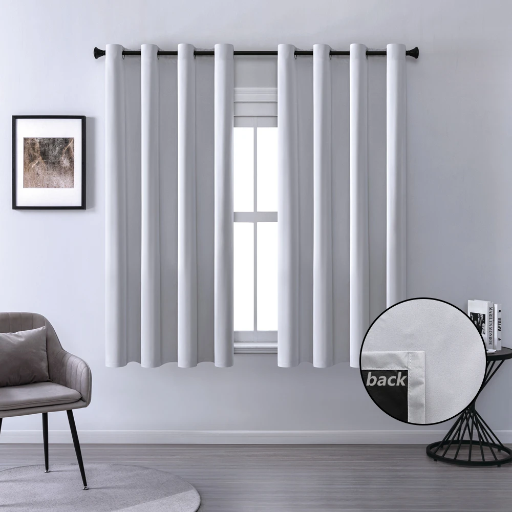 Cortinas cortas opacas de 100% para dormitorio, cortina para ventana salón, persianas tratamiento, cocina, Color sólido pequeño para el hogar| - AliExpress