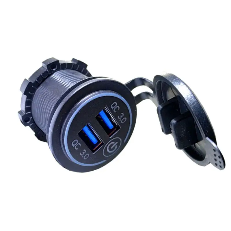 12 V/24 V Dual USB Автомобильное зарядное устройство QC 3,0 светодиодный быстро Зарядное устройство сенсорный выключатель для машине мотоцикле лодке