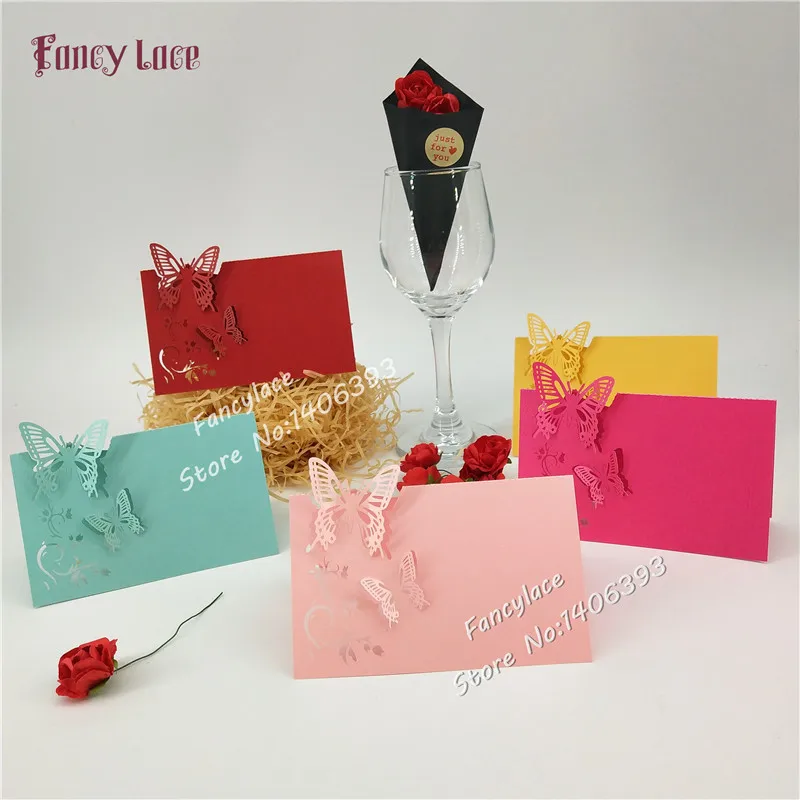 

50pcs Laser cut butterfly Party Name Place Cards Wedding Table Decoration Marriage favors Party Table card Supplies Party Decor
