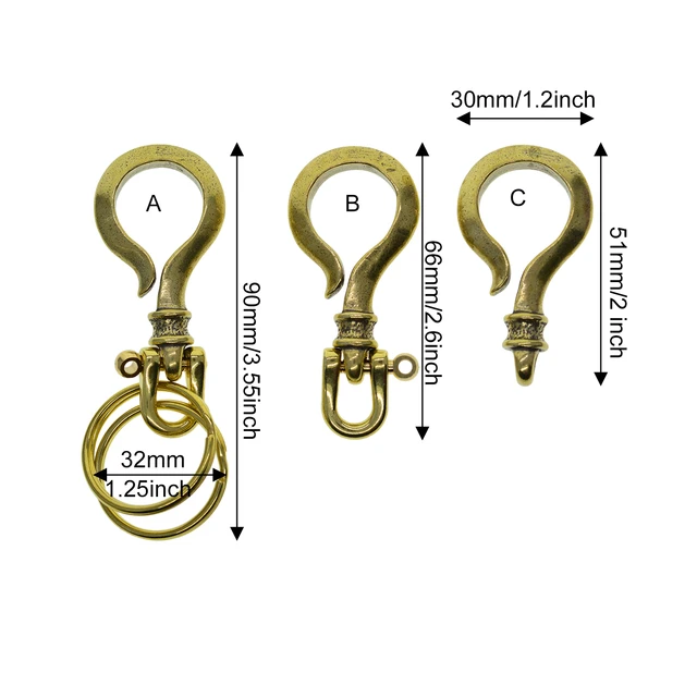 Heavy Duty Small Snap Clip Key Ring Solid Brass