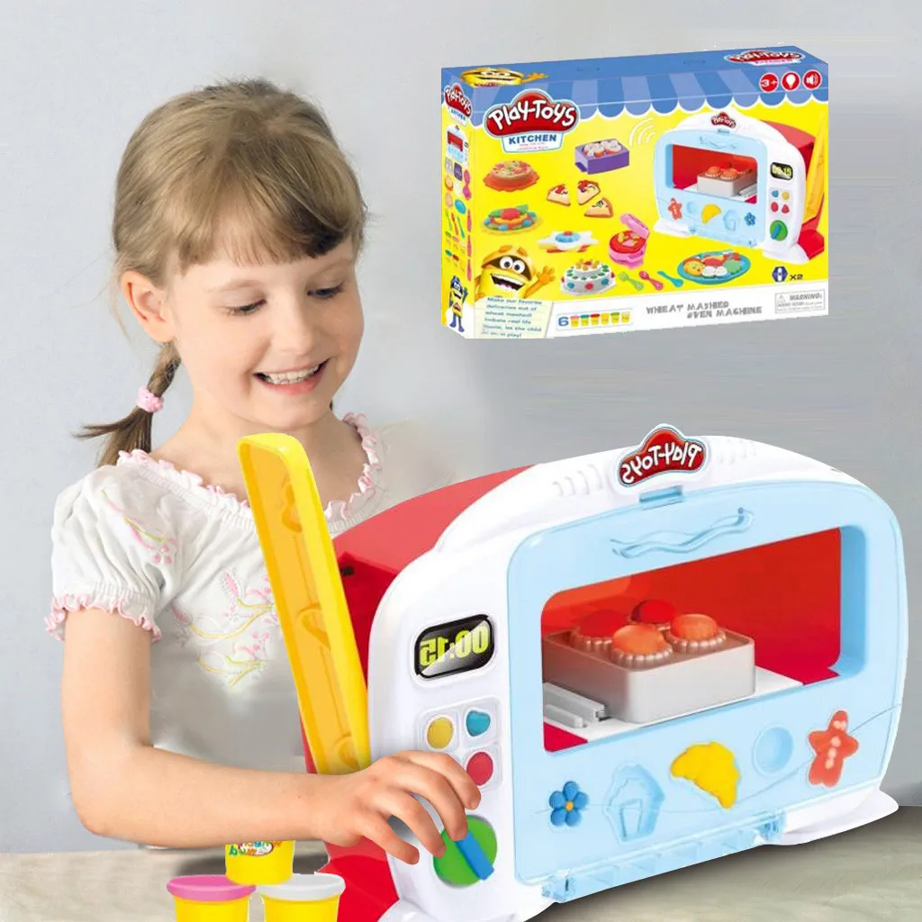 Детская ролевая игра волшебный пшеничный грязи кухонная посуда DIY имитировать микроволновая печь для приготовления притворяться развивающие игрушки M0731