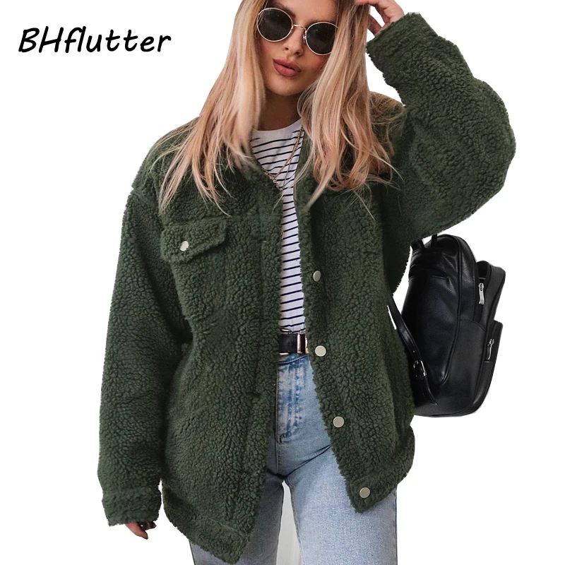 BHflutter 2019 зимние куртки женские модные пушистые теплые повседневные пальто с