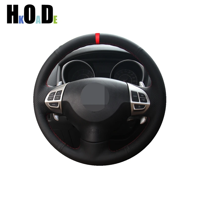 Hand Sew Black Microfiber leather Car Steering Wheel Cover For