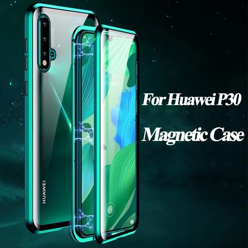 Suntaiho Metal Magnetic Case For huawei P30 20 Mate10 pro P20 30 lite Nova3 4 5 Double Sided Tempered Glass Magnet Cover | Мобильные