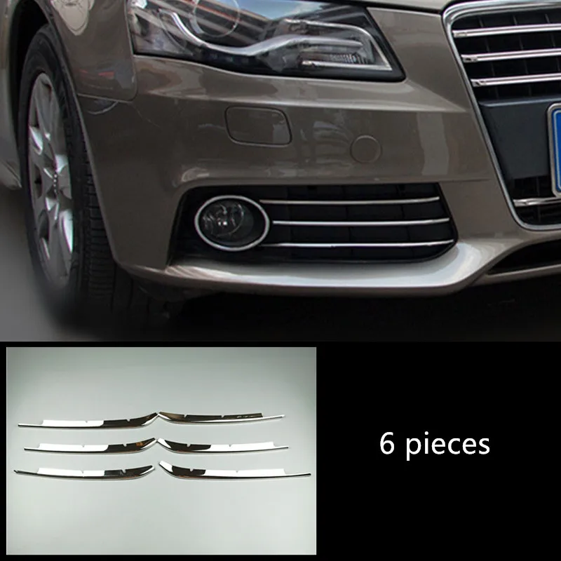 Передняя Центральная решетка автомобиля декоративная накладка для Audi A4 2009-2012 решетка из нержавеющей стали наклейка полосы наружное литье - Цвет: Серебристый