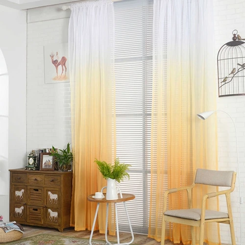 ZISIZ современный тюль на окна градиентного цвета занавески для гостиной спальни органза вуаль занавески гостиницы украшения отвесные занавески - Цвет: yellow