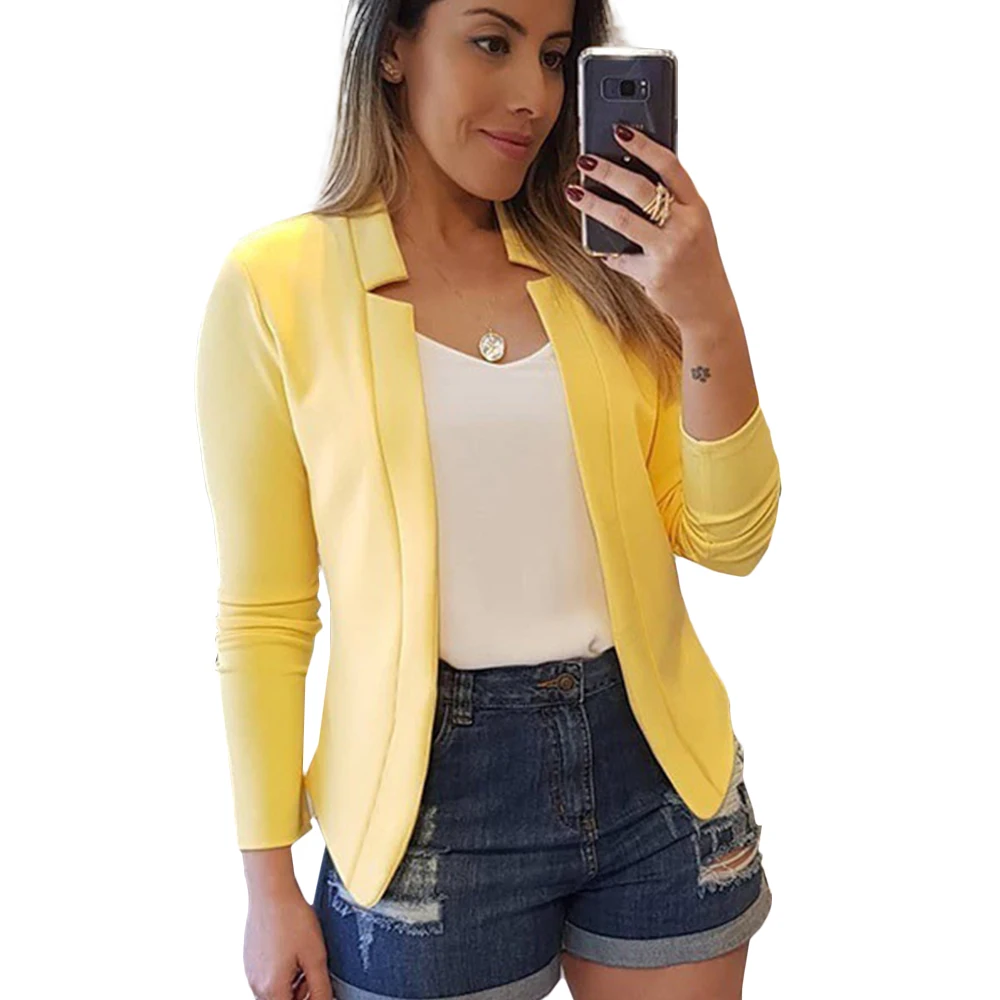 Goedkoop Wipalo Herfst Winter Plus Size Vrouwen Blazers Lange Mouwen Onregelmatige Kraag Effen Blazer Open Voorzijde Slanke Korte Werk Office Blazers