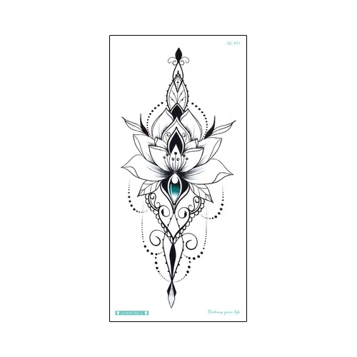 Lotus Flower Jewelry Pendant Temporary Tattoo Sticker Chest Back Arm Body Art Designs Waterproof Tattoo for Woman Summer Holiday (2)