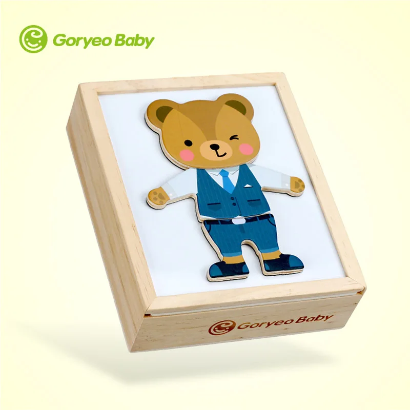 Магнитный джойпин для детей 3-4-6 лет, стерео-пазл Huanyi Girls, деревянный медведь Huanyi