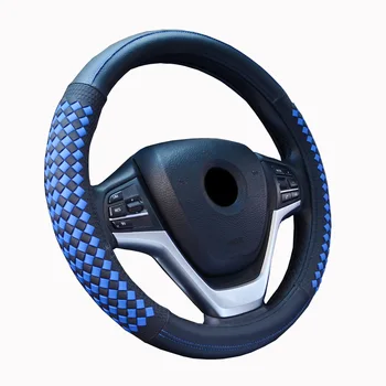 

Weave Patterned Massage Car Steering Wheel Cover Square diamond Pattern Splice Light Leather Universal Fits Most Car Styling New