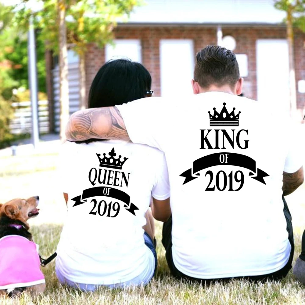 Shirt Crown Printing Couple Clothes 