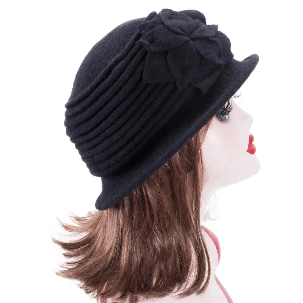 Lawliet женские 1920s Вид шерсть Берет Beanie Cloche ведро зимняя шапка A543
