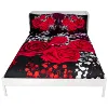 3D Red Rose Floral Fitted Sheet  Set Twin to King Size Girls Bedlinen for Romantic Room Decor Wedding Bedding