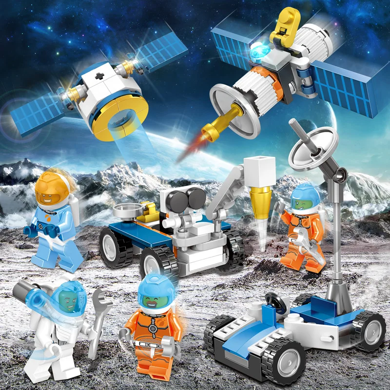 

8Pcs City Creator Space Adventure Series Mini Spaceship Satellite Astronaut Action Figures Building blocks Toys For Kids Gifts