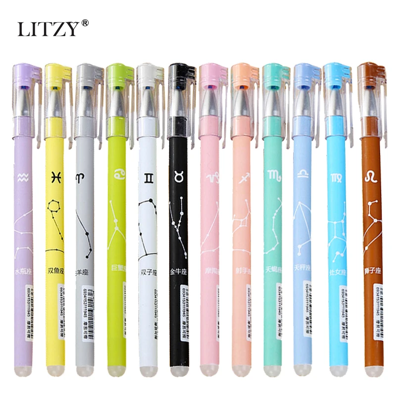 

12Pcs/lot 0.38mm Erasable Pen Refill Washable Handle Blue Ink Magic Gel Pen For School Office Writing Supply Kawaii Stationery